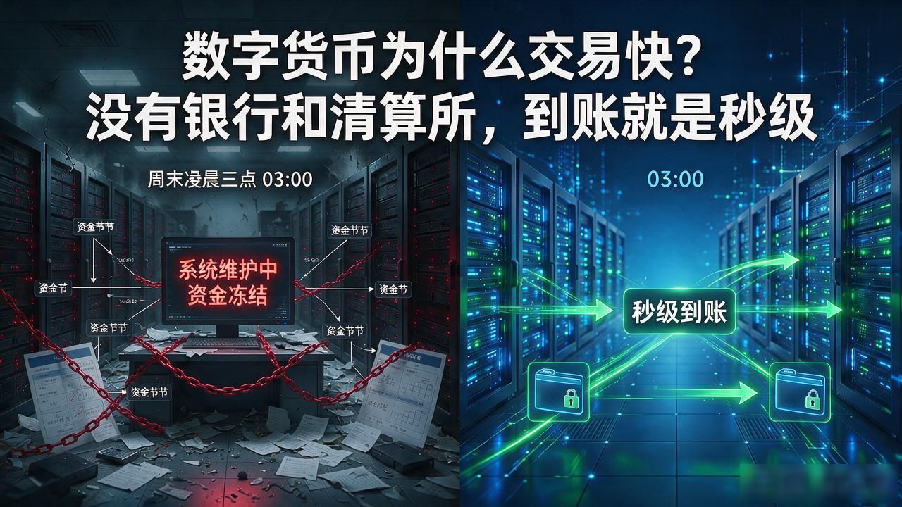数字货币为什么交易快？没有银行和清算所，到账就是秒级