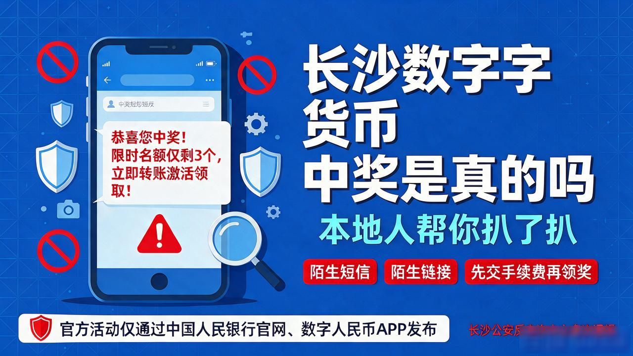 长沙数字货币中奖_数字人民币官方活动辨别方法_长沙数字货币中奖短信诈骗