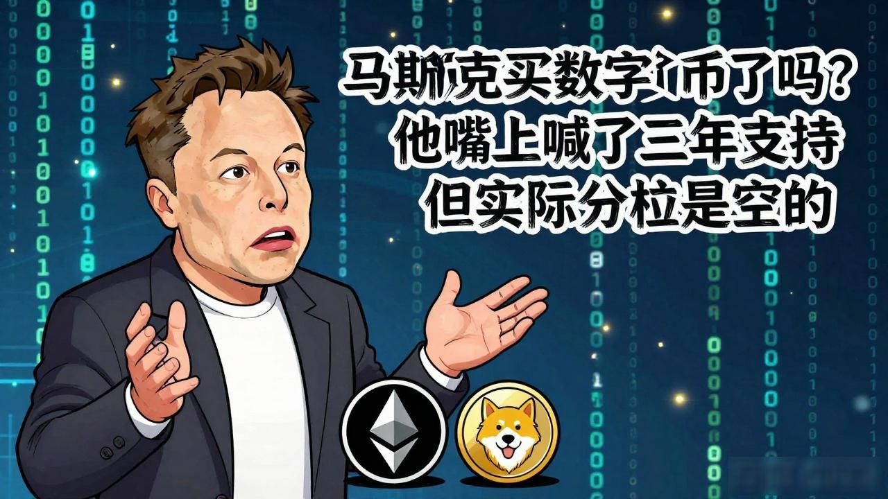 马斯克买数字货币了吗？他嘴上喊了三年支持但实际仓位是空的