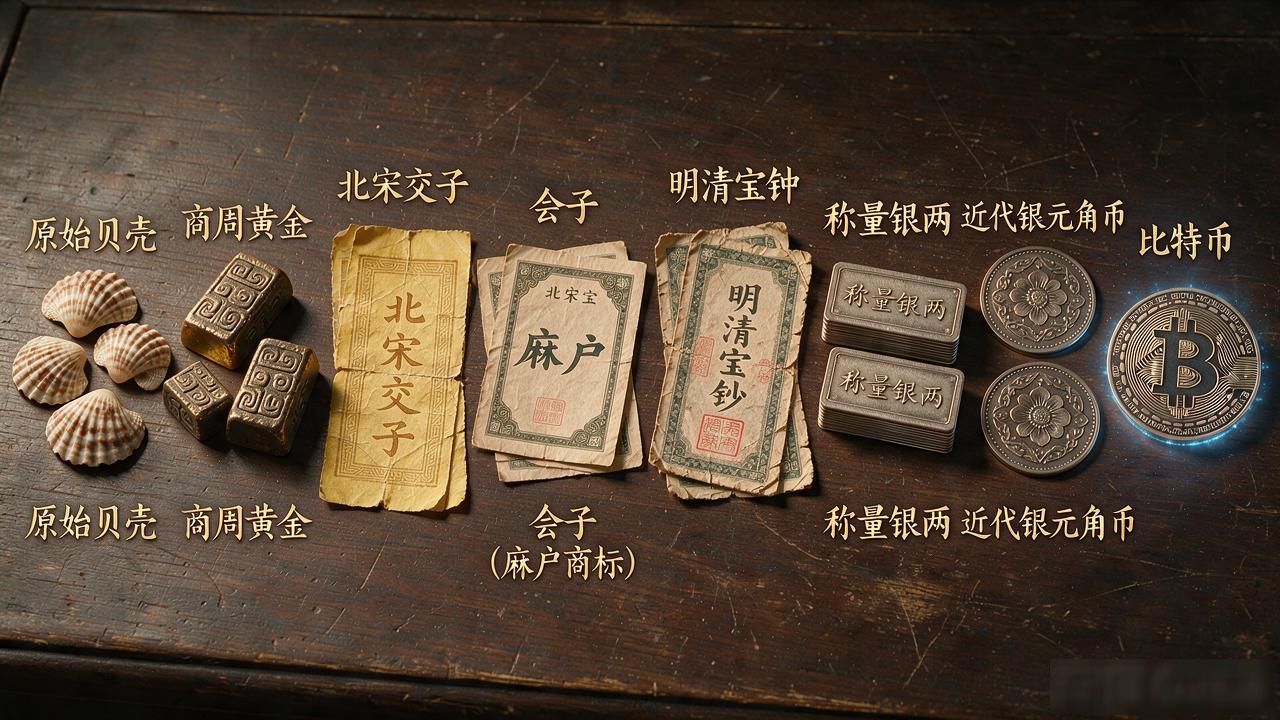 数字货币变迁史图片全记录：从贝壳、黄金到比特币一文看完
