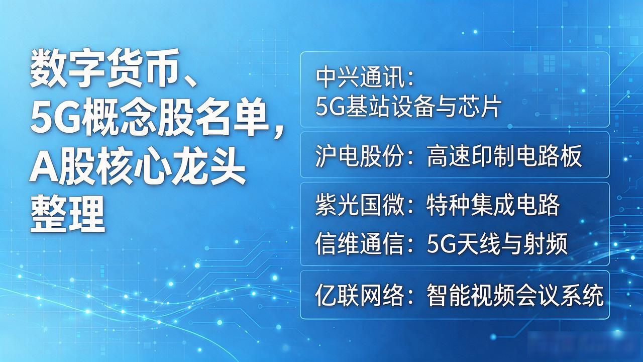 数字货币和5g概念股有哪些_数字货币核心龙头股名单_5G基站建设应用落地标的